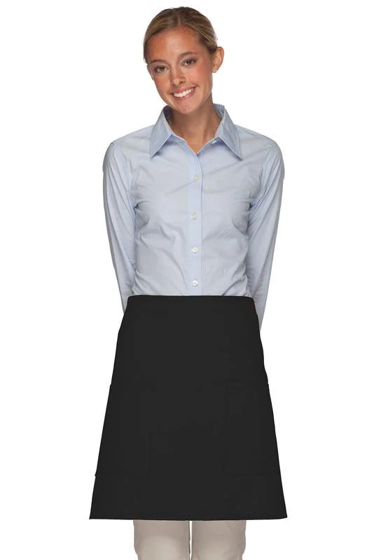 Black Deluxe Half Bistro Apron (2 Patch Pockets)