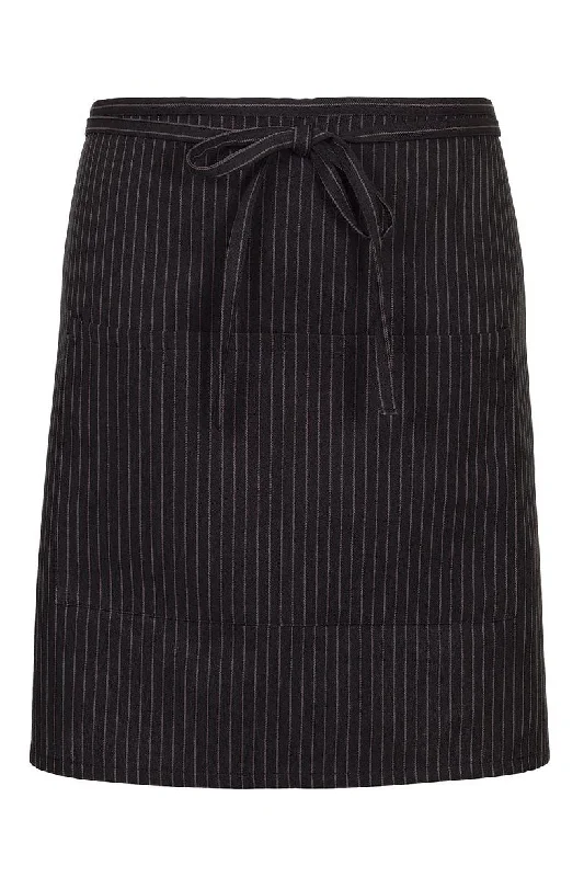 Black & Grey Pinstripe Half Bistro Apron (2 Pockets)