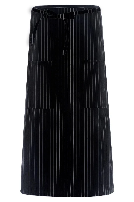 Black & White Pinstripe Bistro Apron (2 Pockets)