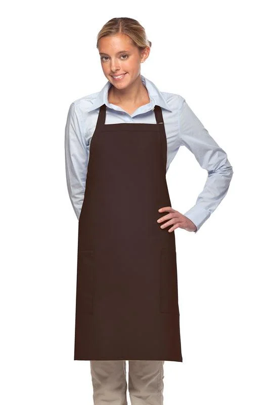 Brown Deluxe Bib Adjustable Apron (2 Pockets)