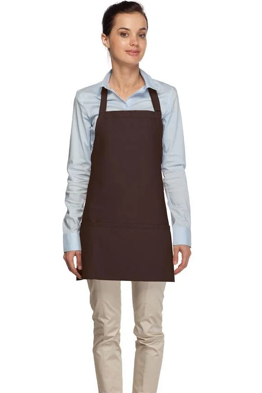 Brown Deluxe Bib Adjustable Apron (3 Pockets)