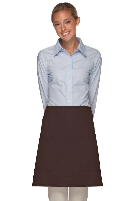 Brown Deluxe Half Bistro Apron (2 Patch Pockets)