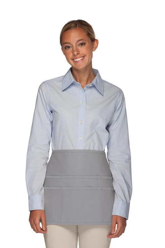 Silver Deluxe Rounded Waist Apron (6 Pockets)