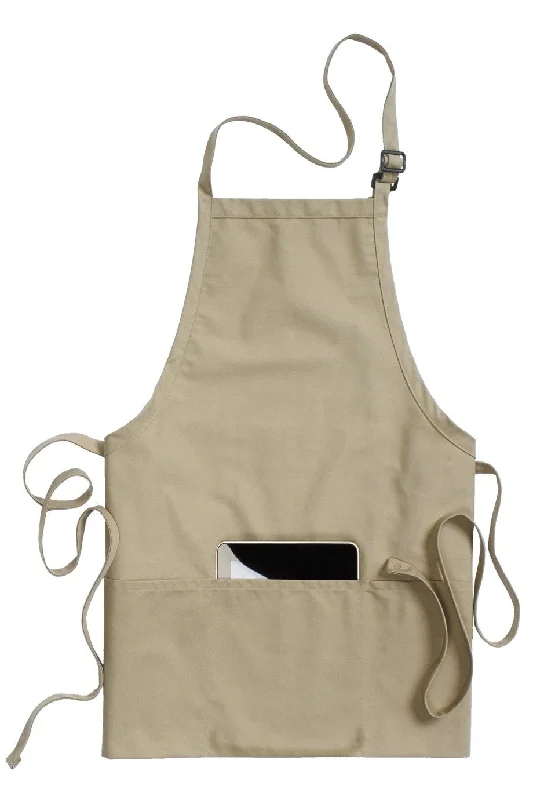 Khaki Bib Adjustable Apron (3 Pockets)