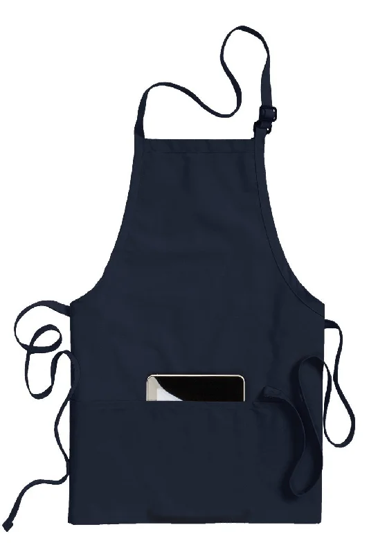 Navy Bib Adjustable Apron (3 Pockets)