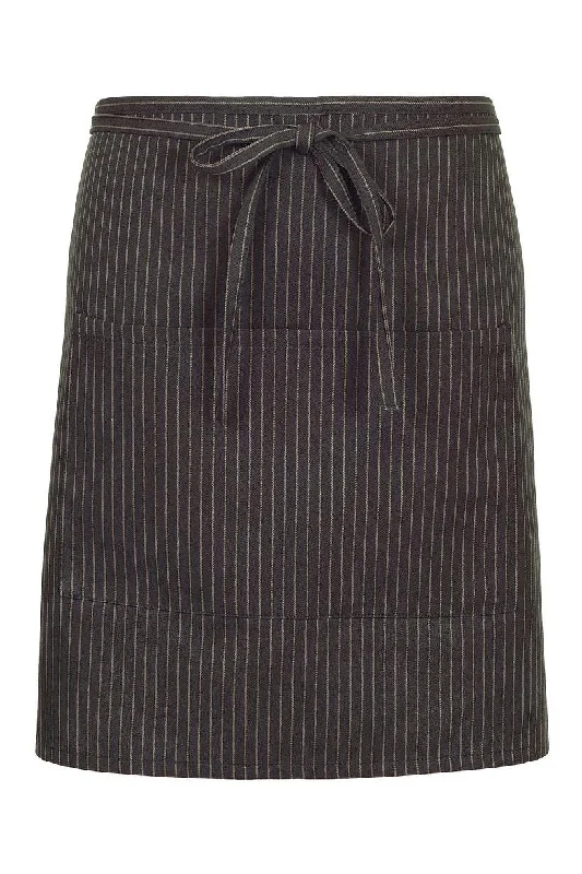 Charcoal Pinstripe Half Bistro Apron (2 Pockets)