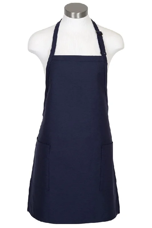 Navy Bib Adjustable Apron (2-Patch Pockets)