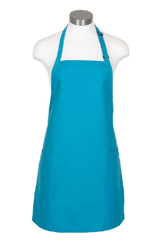 Turquoise Bib Adjustable Apron (2-Patch Pockets)