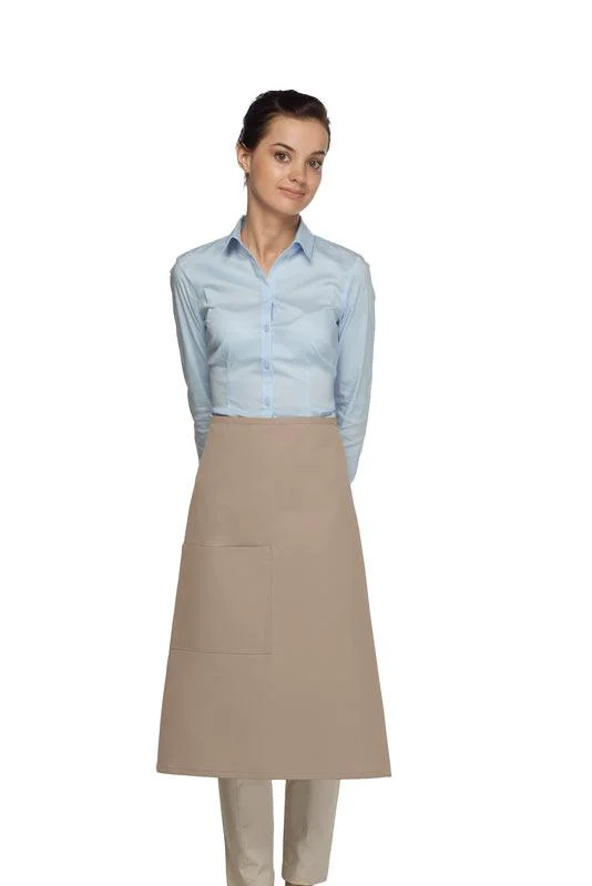 Khaki Deluxe 3/4 Bistro Apron (1 Pocket)