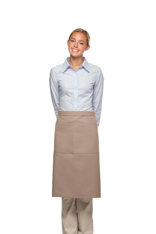 Khaki Deluxe 3/4 Bistro Apron (2 Pockets)