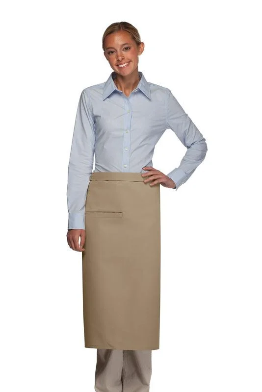 Khaki Deluxe Full Bistro Apron (1 Inset Pocket)