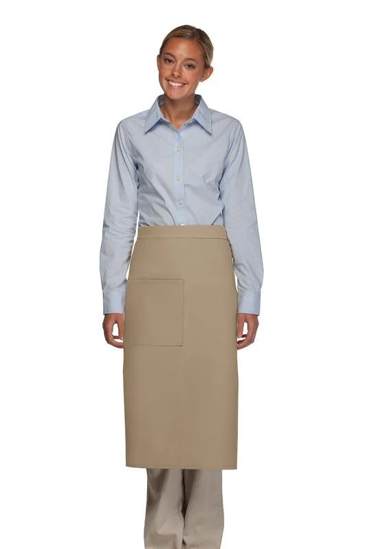 Khaki Deluxe Full Bistro Apron (1 Pocket)