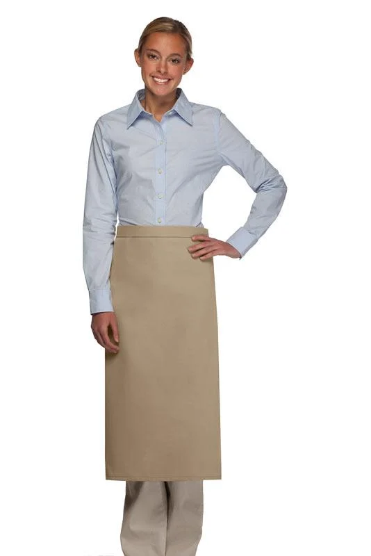 Khaki Deluxe Full Bistro Apron (No Pockets)