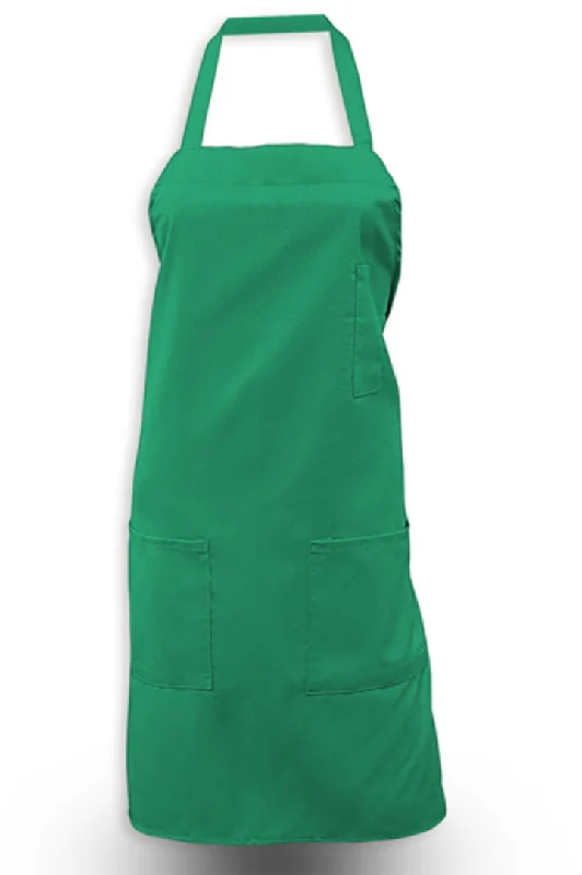 Kelly Green Bib Apron (3 Pockets)