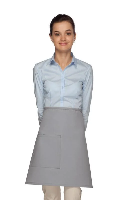 Silver Deluxe Half Bistro Apron (1 Pocket)