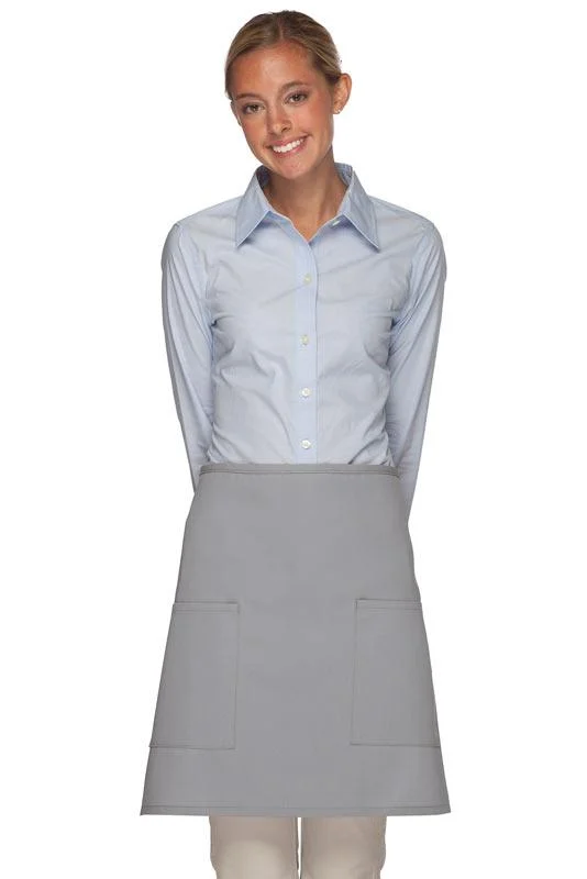 Silver Deluxe Half Bistro Apron (2 Patch Pockets)