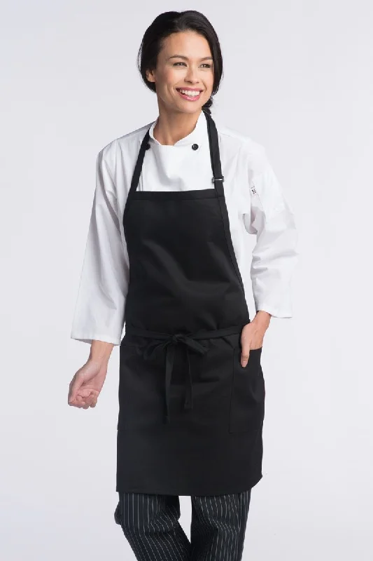 Black Bib Adjustable Apron (2 Patch Pockets)