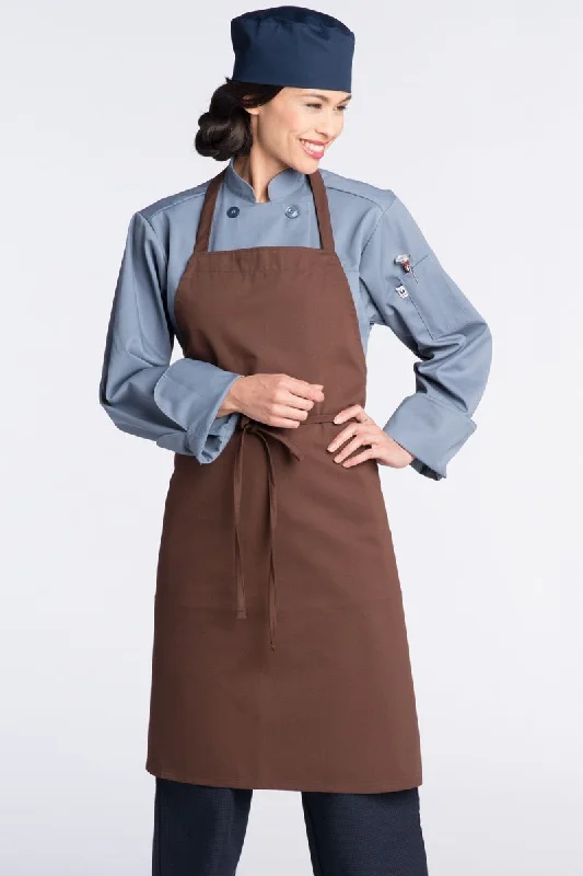 Brown Bib Apron (No Pockets)