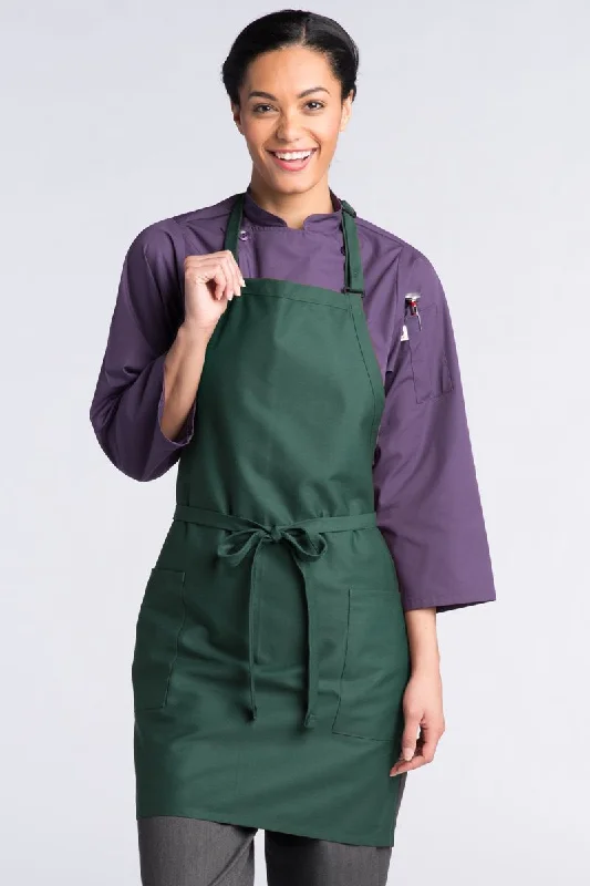 Hunter Green Bib Adjustable Apron (2 Patch Pockets)