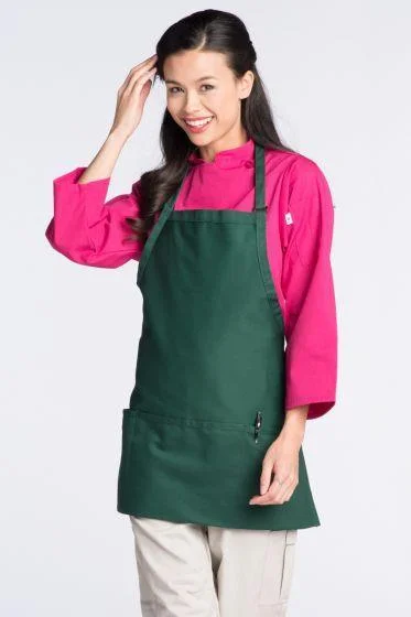 Hunter Green Bib Adjustable Apron (3 Pockets)