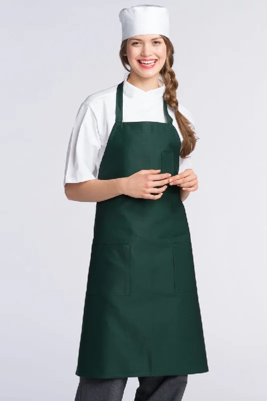 Hunter Green Bib Apron (3 Patch Pockets)