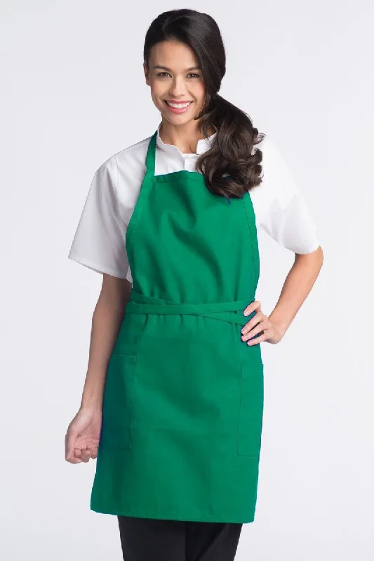 Kelly Green Bib Adjustable Apron (2 Patch Pockets)