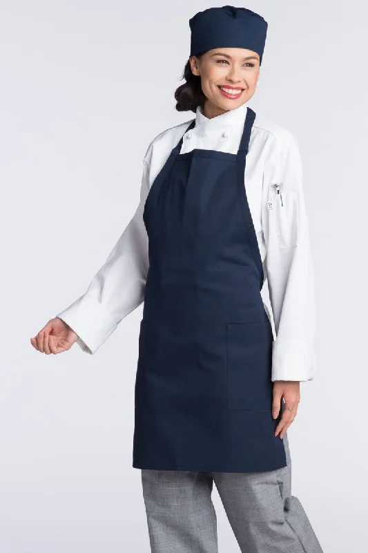 Navy Bib Adjustable Apron (2 Patch Pockets)