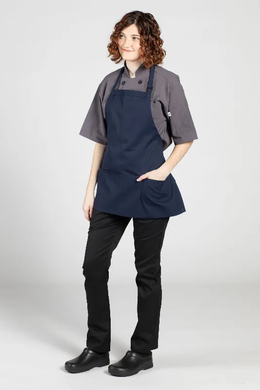 Navy Bib Adjustable Apron (3 Pockets)