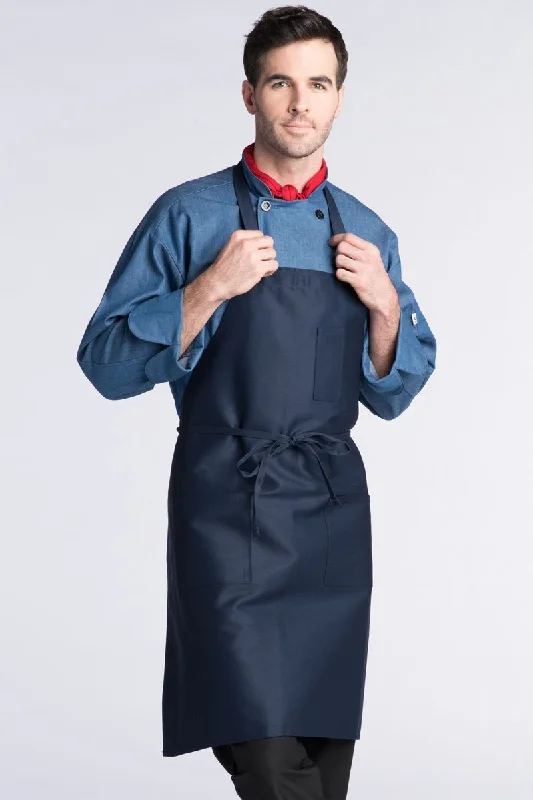 Navy Bib Apron (3 Patch Pockets)