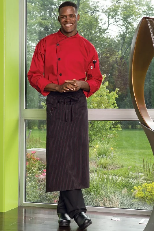 Red & Black Pinstripe Full Bistro Apron