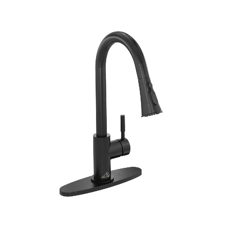 1.8GPM Matte Black pull-out kitchen faucet