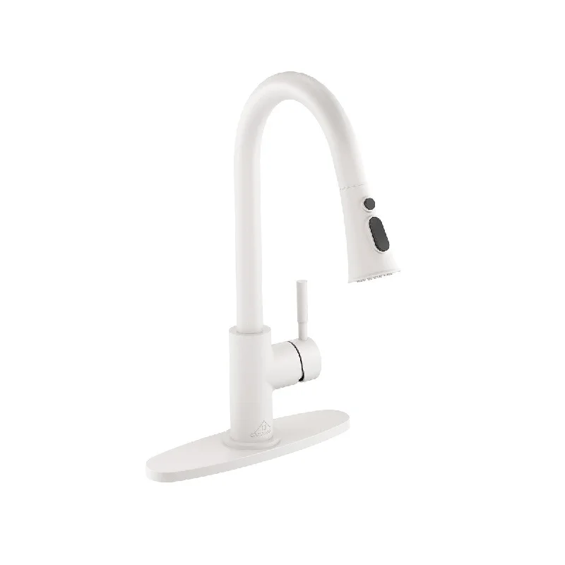 1.8GPM Matte White Pull-Out Kitchen Faucet