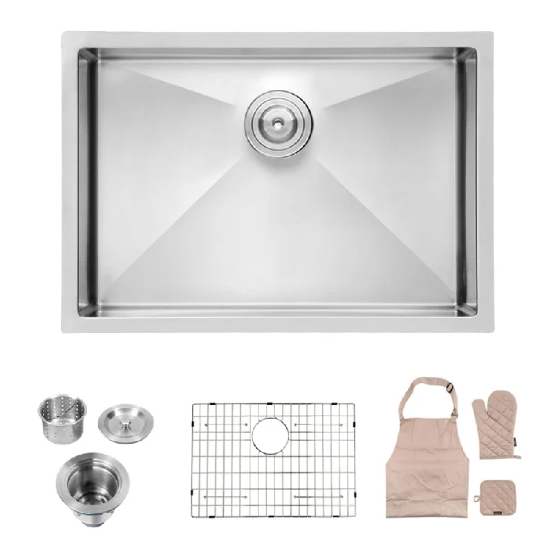 16-Gauge Stainless Steel Rectangle Undermount Single Bowl Kitchen Sink - 26 in. Width