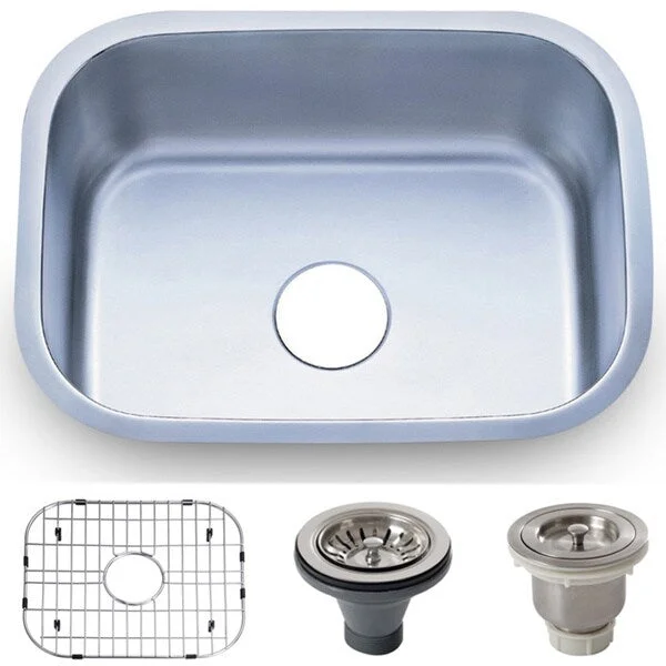 23.5-inch Stainless Steel 18 gauge Undermount Single Bowl Kitchen Sink Basket