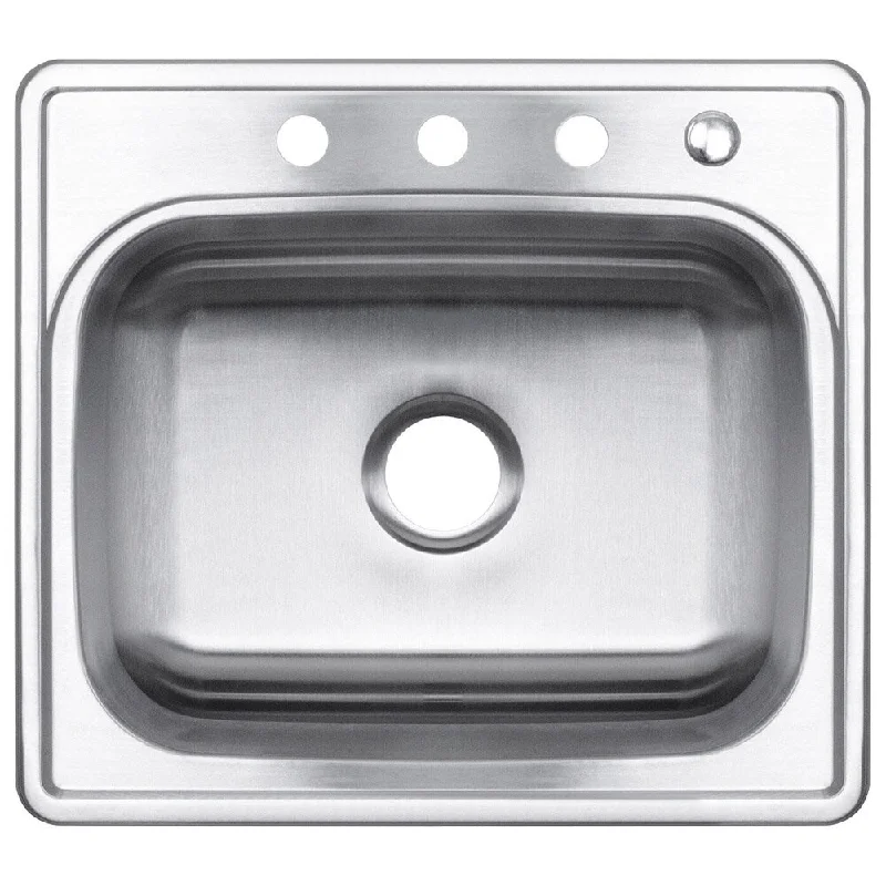 25-Inch Single Bowl Stainless Steel Top-mount Kitchen Sink - Silver