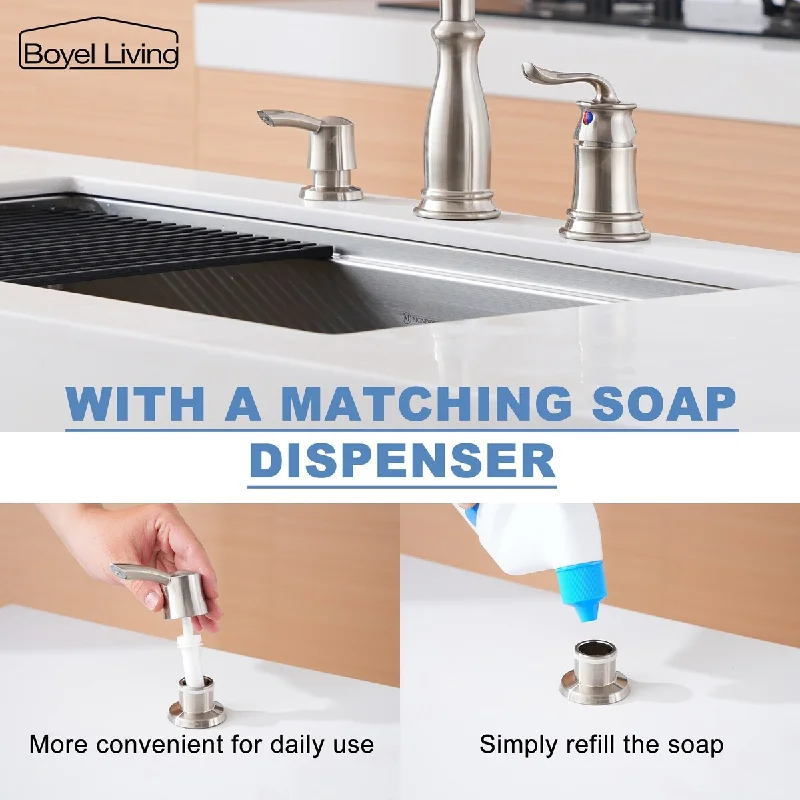 3-Spray Patterns 1.8 GPM Single Handle No Sensor Pull Down Sprayer Kitchen Faucet with Soap Dispenser