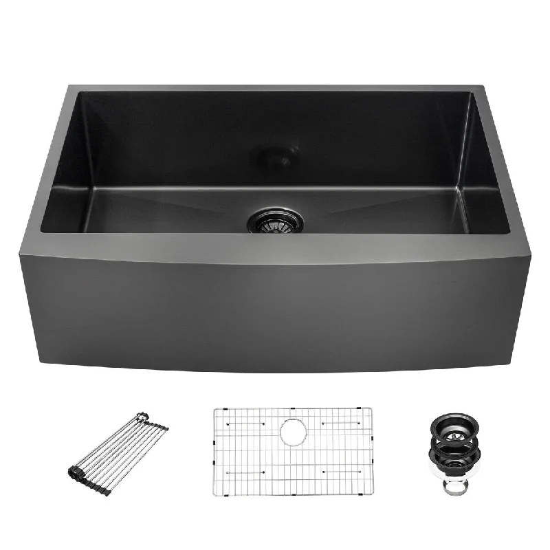 30 Inch Gunmetal Black Stainless Steel 16 gauge Kitchen Sink - 30 x 21