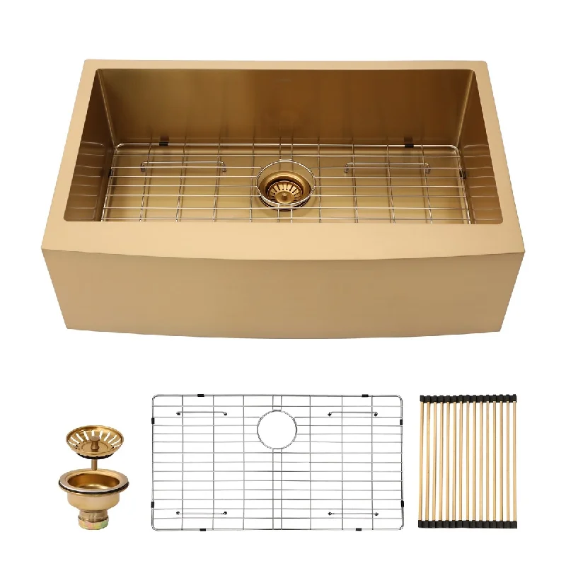 33 Inch Gold Stainless Steel 16 gauge Kitchen Sink - 33 x 21