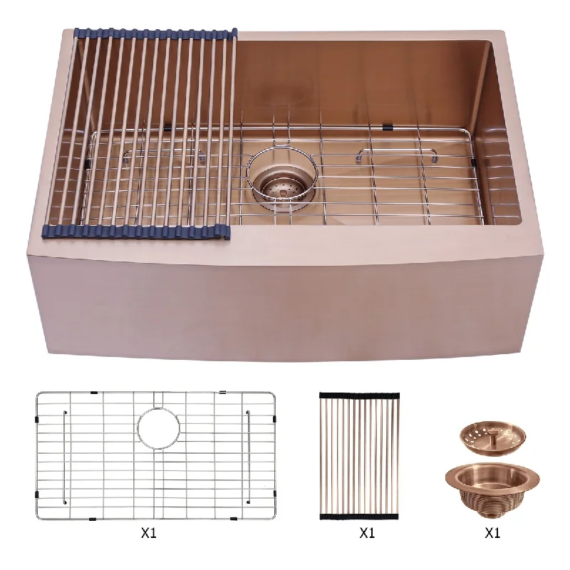 33 Inch Rose Gold Stainless Steel 16 gauge Kitchen Sink - 33 x 21