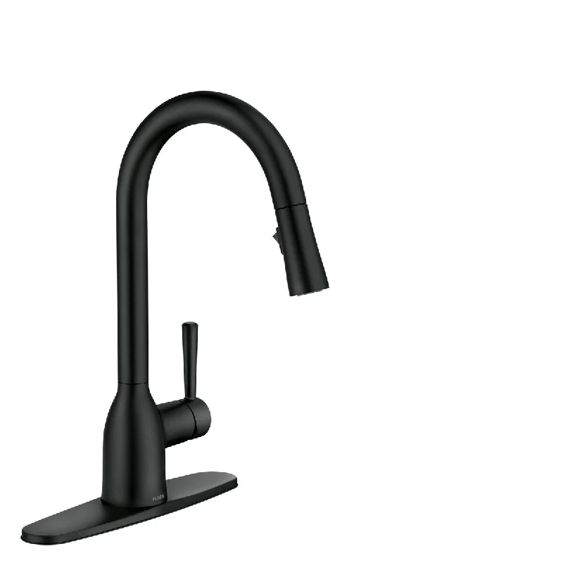 Adler Matte Black One-Handle High Arc Kitchen Sink Faucet with Power Clean, Modern Kitchen Faucet with Pull Down Sprayer