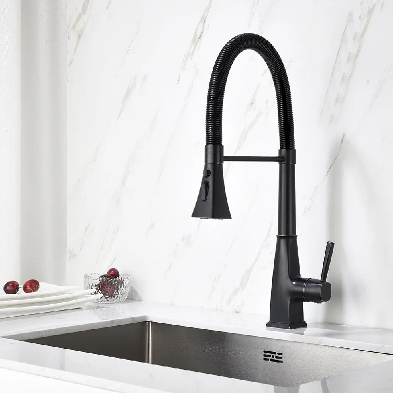 Black Kitchen Faucet with Pull Down Sprayer Single-Handle Sink Faucet