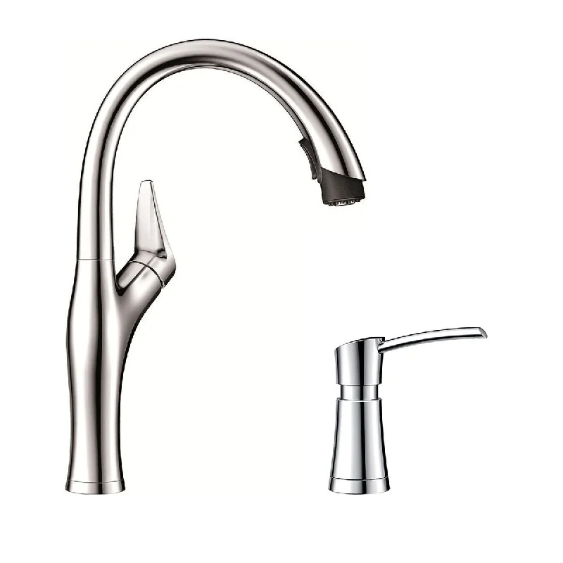 Blanco Artona Pull-Down Kitchen Faucet with Soap Dispenser - 2" x 8.63" x 15.75" - 2" x 8.63" x 15.75"