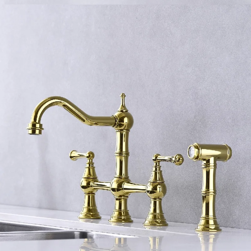 Bridge Dual Handles Kitchen Faucet With Pull-Out - 16.14-13.58*2.75