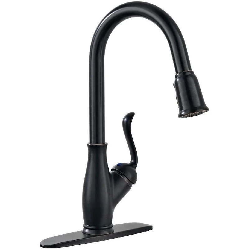 Bronze Kitchen Faucet Pull Down Sprayer Single Handle High Arc with 3 Function Sprayer