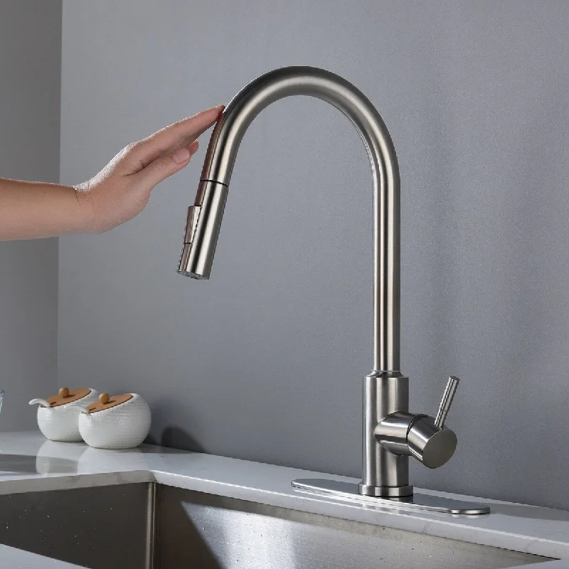 Brushed Nickel Pull Down Sprayer Touch Kitchen Faucet - 16.53*8.66*8.07