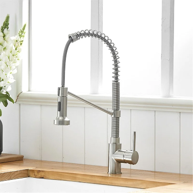 Brushed Nickel Pull-Out Sprayer Kitchen Faucets Single Handle Faucet