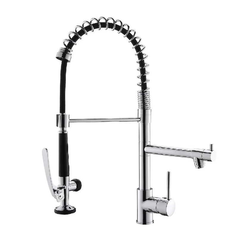 Chrome Kitchen Faucet with Sprayer,Commercial Single Handle Pull Down Kitchen Sink Faucet