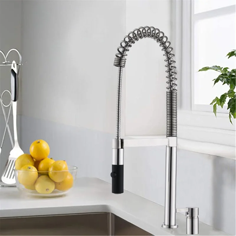 GZMR Modern Single Handle Spring High Arc Kitchen Faucet