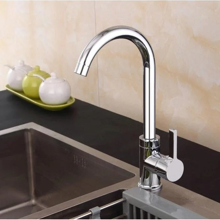 Hazara HZR-1019 Single Hole Stainless Steel Kitchen Sink Faucet with Unique shape in Chrome color - 8' x 11'2"