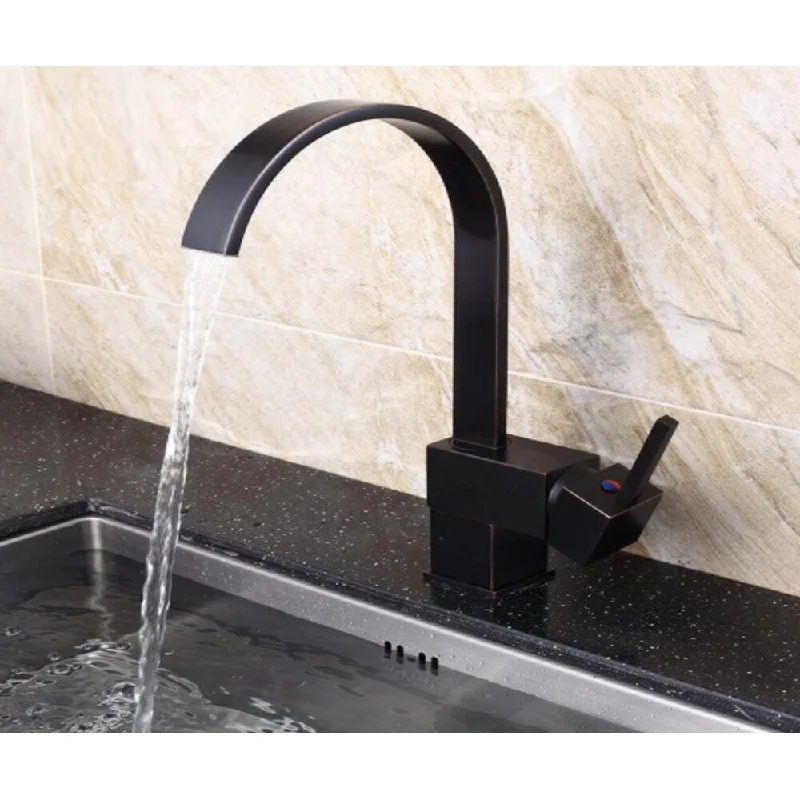 Hazara HZR-1022 Single Hole Kitchen Sink Faucet with Round shape in Black color - 9'6" x 13'